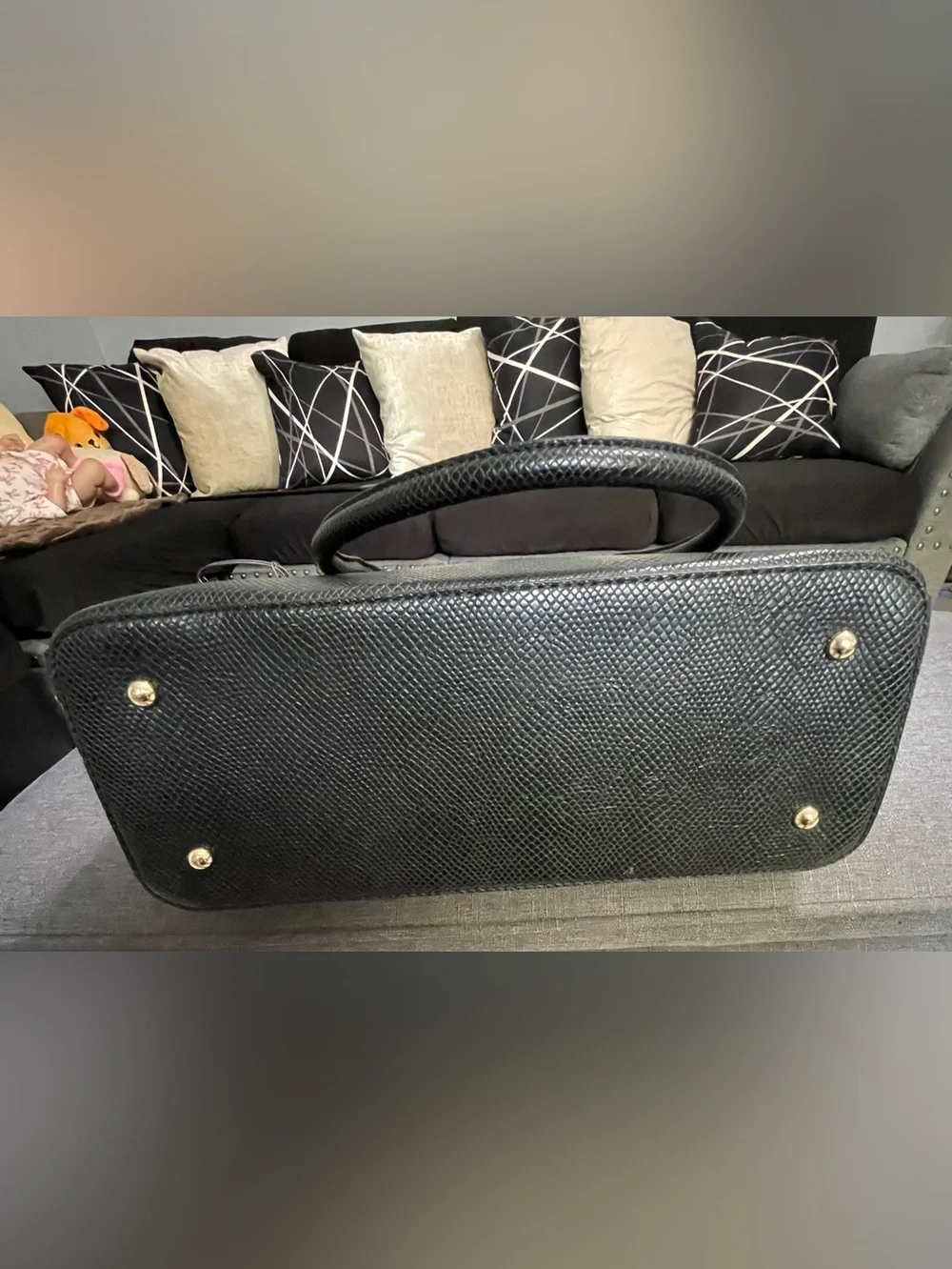 Elegant Black Dome Satchel with Gold Hardware